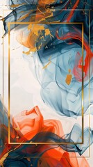 Golden rectangular frame on an abstract background