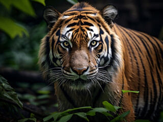 Jungle portrait features a majestic tiger in its habitat