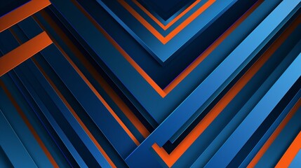 Obraz premium Minimalistic design with layered blue polygons and bold orange lines, creating a modern and abstract composition. Vector abstract background texture design, bright poster.