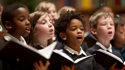 Boys and girls singing, generative AI