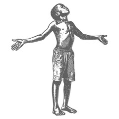 Fototapeta premium african boy full body black color only