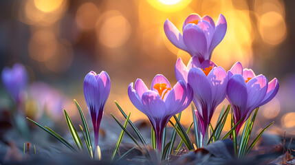 spring crocus flowers, Crocus flowers HD 8K wallpaper Stock Photographic Image