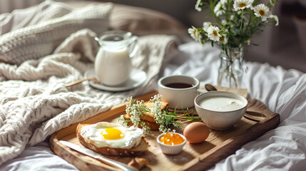 Fototapeta premium Breakfast in bed, generative AI
