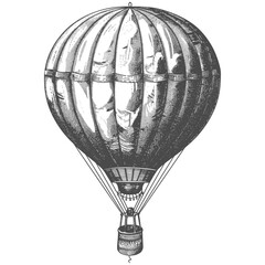 Naklejka premium air balloon with old engraving style black color only