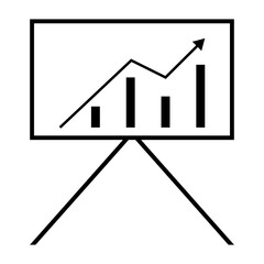 graph on board with arrow, icon