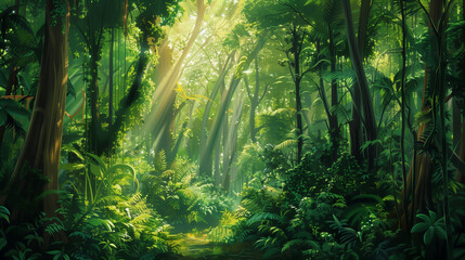 Verdant Rainforest;
the lush, dense foliage of a tropical rainforest