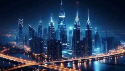 Fototapeta premium A futuristic cityscape of buildings