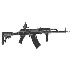 Silhouette machine gun military weapon body black color only