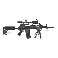 Silhouette machine gun military weapon body black color only