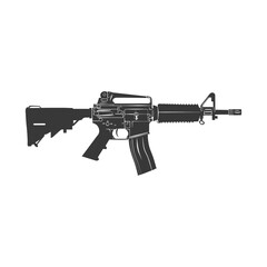 Silhouette machine gun military weapon body black color only