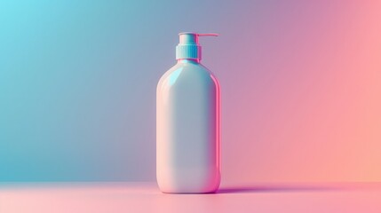 Minimalistic white lotion pump bottle with gradient lighting. Perfect for skincare product presentations and advertising campaigns.