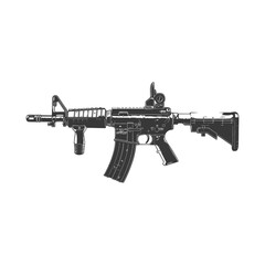 Silhouette machine gun military weapon body black color only