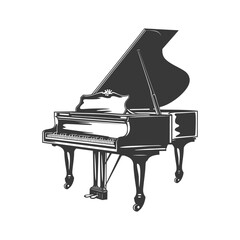 Silhouette old piano black color only