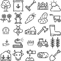 Set Of Farm Icons Web Header Banner Design Containing Plant,Equipment,Flowers,Plants,Farm Vector Icons Illustration Collection
