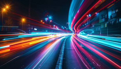 Fototapeta premium A colorful tunnel with neon lights by AI generated image