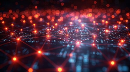 Obraz premium Abstract digital network connections with nodes and links on a dark background