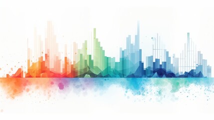 Fototapeta premium Abstract colorful city skyline vibrant gradient watercolor shades splashes, showcasing modern urban landscape .