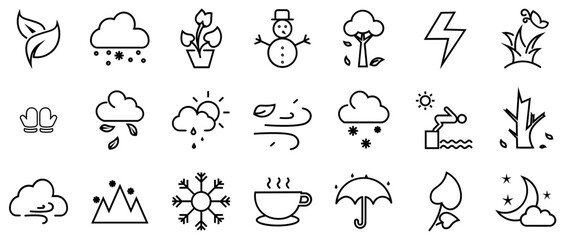 Mega Set Of Vector Weather Icons Web Header Banner Design Containing Nature,Weather,Snowfall,Snow,Winter Pictograms And Infographics Design Elements Vector Illustration