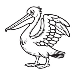 line art of pelican bird cartoon vector