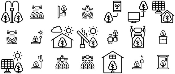 Mega Set Of Vector Smart Farm Vector Symbols Apps, Websites Ui Designs Suitable For Farm,Plant,Eco,Agriculture,Farming Pictograms And Infographics Design Elements Vector Illustration