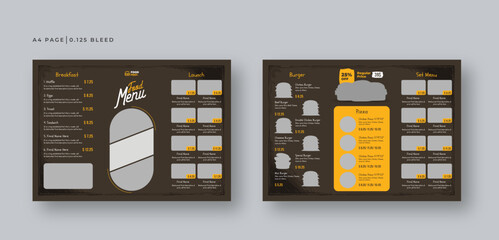 Food menu flyer template, Restaurant menu design, trifold brochure template