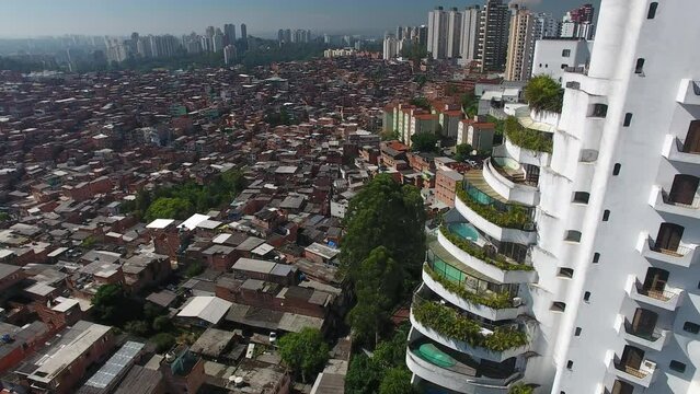 Aerial view of Parais&oacute;polis Favela - S&atilde;o Paulo, Brazil