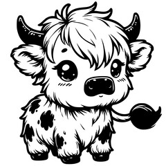 Cute Highland Cow Svg, Baby Cow Svg, Cow Png, Farm Animal SVG, Mountains SVG, Highland Cow Silhouette, Highland Cow Clipart, Cut file for Cricut, SVG, JPG, PNG, Nature
