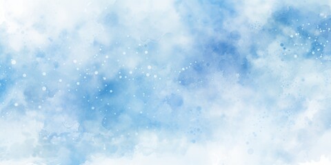 A blue sky with white clouds and a few white specks