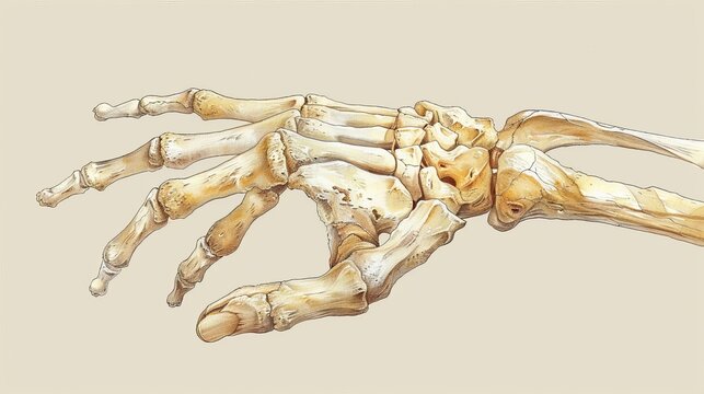 A drawing of a hand with a skeleton in the middle