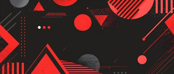 Obraz premium Captivating Geometric Abstract Shapes in Vivid Red and Black Minimal Modern Design for Digital Banners Flyers Mockups