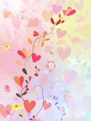 Spring background flowers and hearts postcard, banner, Design