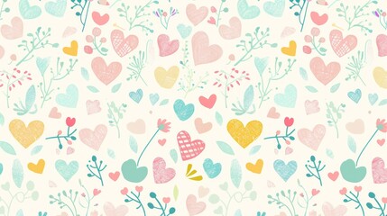 Spring background flowers and hearts postcard, banner, Design