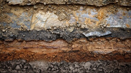 Obraz premium Soil and Rock Texture Background Depicting Soil and Rock Layers