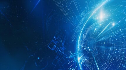 Energy blue background. Technological background for design on the topic of artificial intelligence, neural networks, big data. Copy space. Design of albums, notebooks, banners, postcards, posters