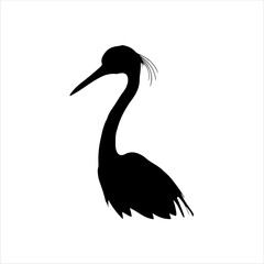 Head of crane bird silhouette isolated on white background. Crane bird icon vector illustration design.