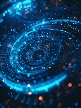 Energy blue background. Technological background for design on the topic of artificial intelligence, neural networks, big data. Copy space. Design of albums, notebooks, banners, postcards, posters