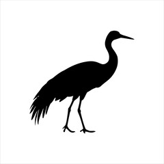 Black japanese crane bird silhouette isolated on white background. Crane bird icon vector illustration design.