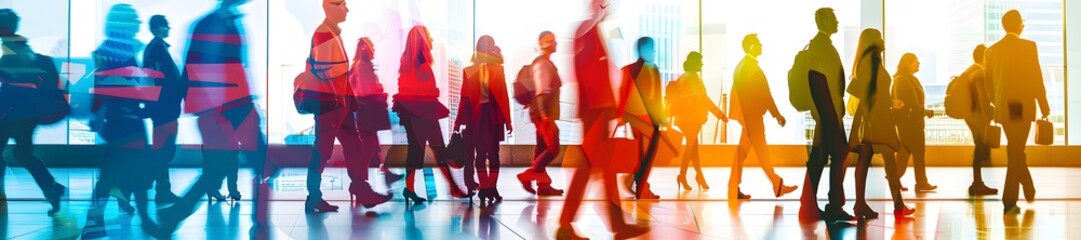 Colorful silhouettes of diverse business people, Diversity Equity and Inclusion, modern company background