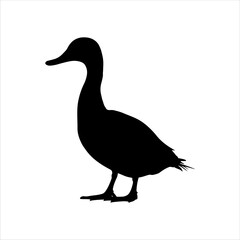 Black runner duck silhouette isolated on white background. Duck icon vector illustration design.