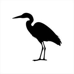 Small egret silhouette isolated on white background. Egret icon vector illustration design.