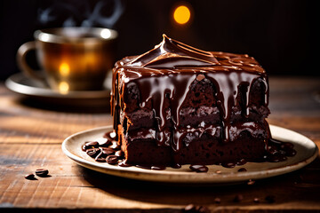 chocolate cake on a plate generative ai