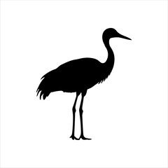 Sandhill crane silhouette isolated on white background. Crane bird icon vector illustration design.