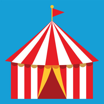 recommend clip art: Striped red circus tent stock vector illustration.