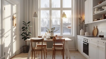Scandinavian breakfast nook and dinner set
