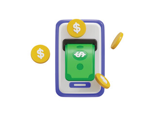 cash withdraw icon with golden coin icon 3d rendering vector illustration