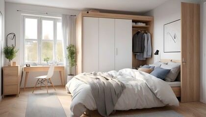 Fototapeta premium Scandinavian bedroom interior design bedroom