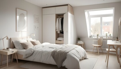 Fototapeta premium Scandinavian bedroom interior design bedroom