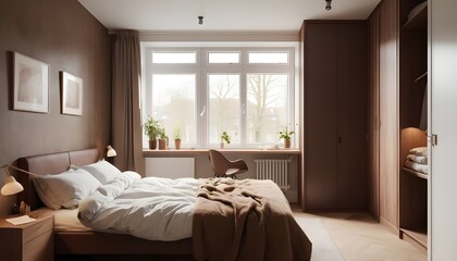 Fototapeta premium Scandinavian bedroom interior design bedroom