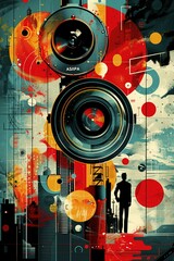 Create an image to outlines the essential elements needed to vividly illustrate the four major film and animation industry associations: ASIFA, AMPAS, PGA, and DGA, highlighting their unique contribut