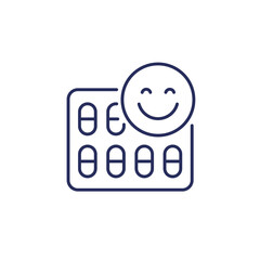 antidepressant pills line icon on white